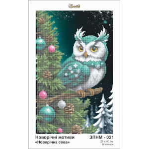 ЗМ021ан2540 Золота підкова Заготовка для вишивки бісером - Новорічна сова 25x40 см (схема на штучному шовку)