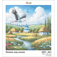ЗП041ан4040 Золота підкова Заготовка для вишивки бісером - Лелека 39,5х39,5 см (схема на атласі)