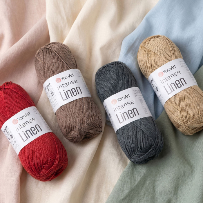 4118 Пряжа Intense Linen YarnArt , 50г - 180м, коричневий, 45% льон, 55% віскоза