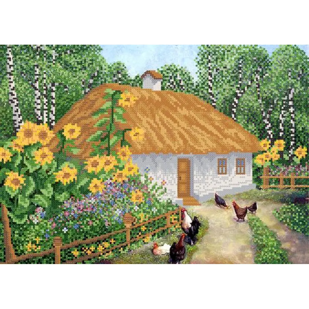 Схема хаты. Деревенский дом с подсолнухами. Вышивка сельский пейзаж. Украинская хата с подсолнухами. Вышивка украинская хата.