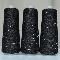 102 Пряжа Visco Knot Infinity Yarn, 100гр - 500м, чорний+срібло, 100% віскоза з люрексом
