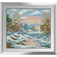 31680 Зимова церква. Dream Art. Набір алмазної мозаїки (квадратні, повна)
