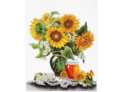 1227 Медові соняшники. 32х36 см. Ст. Валевська. Alisena. Набір для вишивки хрестиком на Aida 16