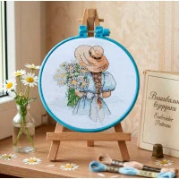 AHM-099 Абрис Арт Набір для вишивки рахунковим хрестиком - Ромашки для неї 15x15 см, Aida14