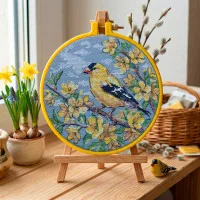 AHM-100 Абрис Арт Набір для вишивки рахунковим хрестиком - Сонячна гостя 15x15 см, Aida14