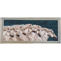 D140-1JS Joy Sunday Набір для вишивки друкованим хрестиком - Коні, що біжать 1 30x67 см, Aida14