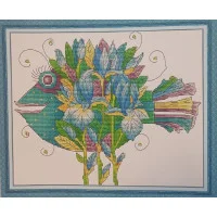 DA483JS Joy Sunday Набір для вишивки друкованим хрестиком - Рибка 26x30 см, Aida14