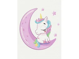 KBS7119 Єдиноріг на місяці, 30x40 см. Brushme. Картина за номерами