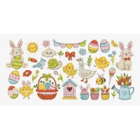 L9980 Letistitch Набір для вишивки рахунковим хрестиком - Easter Sampler 40x19 см, Aida 16