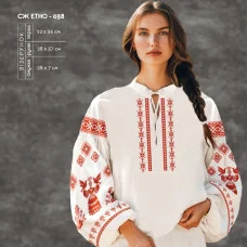 СЖ-ЕТНО-038г-білий-зб Сорочка жіноча з рукавами в стилі етно, габардин, білий, р.52-60. Кольорова. Заготовка для вишивки бісером або нитками