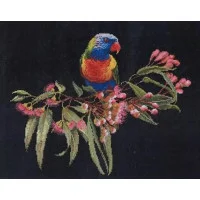 T605.05 Thea Gouverneur Набір для вишивки  рахунковим хрестиком - Папуга у цвіту Parrot in Bloom, 27x39 см, Aida 16 (чорна)